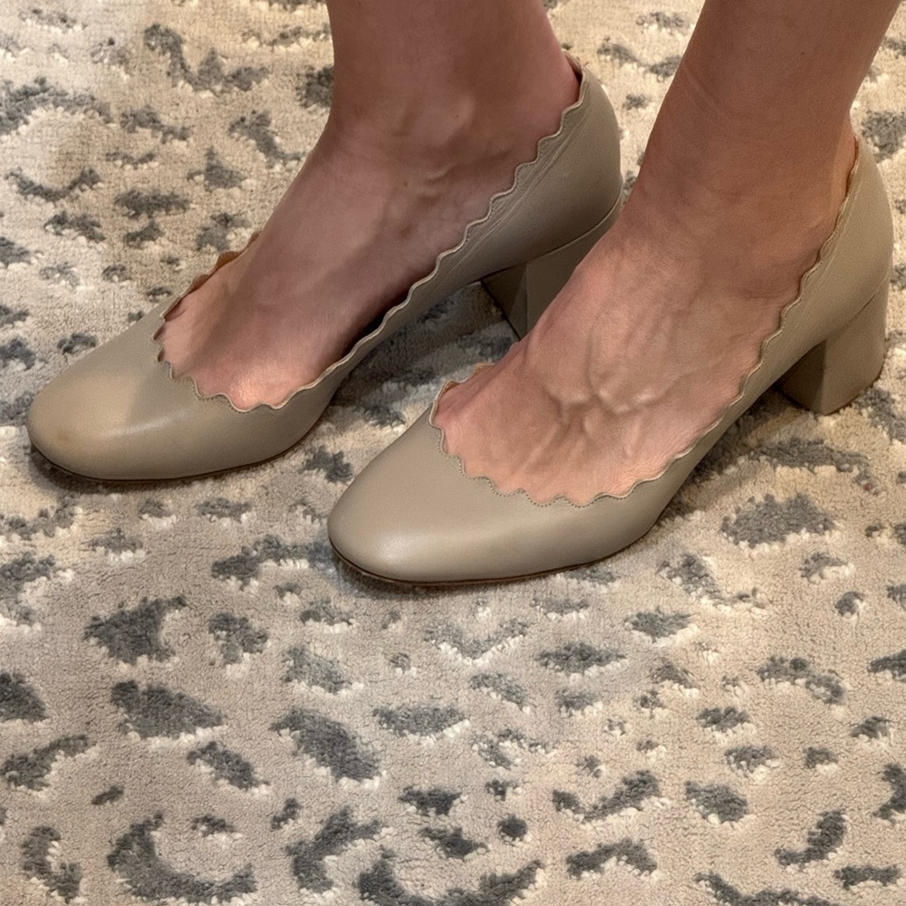 Chloe - Leather Scallop Edge Low Pumps Sz 38.5